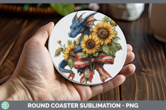 GorgeousAnimals Sunflower Patriotic Round Coaster design.