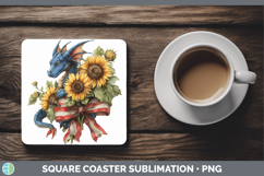 GorgeousAnimals Sunflower Patriotic Square Coaster design.
