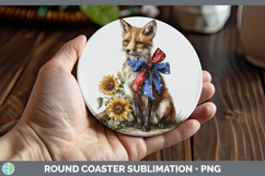 GorgeousAnimals Sunflower Patriotic Round Coaster design.