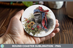 GorgeousAnimals Sunflower Patriotic Round Coaster design.