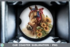 GorgeousAnimals Sunflower Patriotic Car Coaster design.