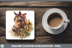 GorgeousAnimals Sunflower Patriotic Square Coaster design.