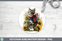 GorgeousAnimals Sunflower Patriotic Keychain design.