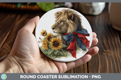 GorgeousAnimals Sunflower Patriotic Round Coaster design.