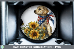 GorgeousAnimals Sunflower Patriotic Car Coaster design.