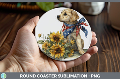 GorgeousAnimals Sunflower Patriotic Round Coaster design.