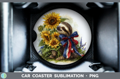 GorgeousAnimals Sunflower Patriotic Car Coaster design.