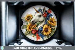 GorgeousAnimals Sunflower Patriotic Car Coaster design.