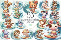 Animals Surfing Sublimation Clipart Product Image 1