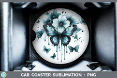 GorgeousAnimals Teal Drips Car Coaster design.