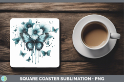 GorgeousAnimals Teal Drips Square Coaster design.
