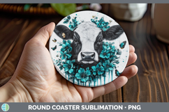 GorgeousAnimals Teal Drips Round Coaster design.