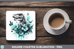 GorgeousAnimals Teal Drips Square Coaster design.
