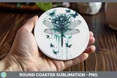 GorgeousAnimals Teal Drips Round Coaster design.