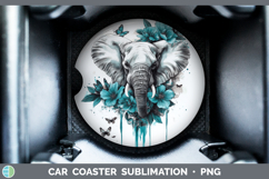 GorgeousAnimals Teal Drips Car Coaster design.