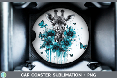 GorgeousAnimals Teal Drips Car Coaster design.