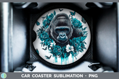 GorgeousAnimals Teal Drips Car Coaster design.