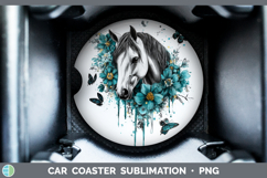 GorgeousAnimals Teal Drips Car Coaster design.
