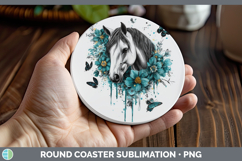 GorgeousAnimals Teal Drips Round Coaster design.