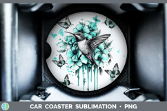 GorgeousAnimals Teal Drips Car Coaster design.