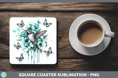 GorgeousAnimals Teal Drips Square Coaster design.