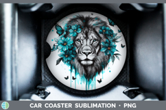 GorgeousAnimals Teal Drips Car Coaster design.