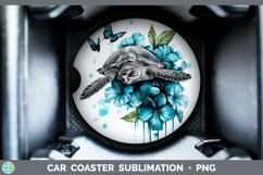 GorgeousAnimals Teal Drips Car Coaster design.