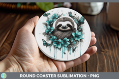 GorgeousAnimals Teal Drips Round Coaster design.