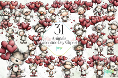 Animals Valentine Day Clipart Product Image 1