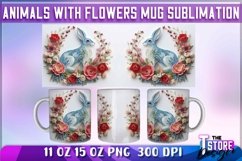 Hare With Flowers Mug Sublimation | 11 oz 15 oz Mug Product Image 1