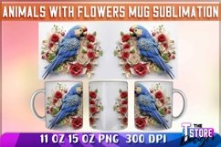Animals With Flowers Mug Sublimation Fresco Design|11 oz Mug Product Image 3
