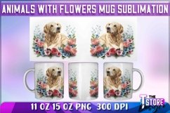 Dog With Flowers Mug Sublimation | 11 oz 15 oz Mug Product Image 1