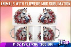 Animals With Flowers Mug Sublimation Fresco Design|11 oz Mug Product Image 6