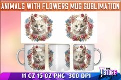 Animals With Flowers Mug Sublimation Fresco Design|11 oz Mug Product Image 7