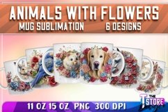 Animals With Flowers Mug Sublimation Fresco Design|11 oz Mug Product Image 1