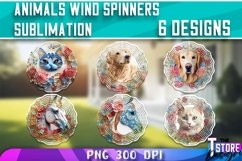 Animals With Flowers Wind Spinners Sublimation | PNG Design Product Image 2