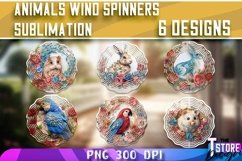 Animals With Flowers Wind Spinners Sublimation | PNG Design Product Image 1