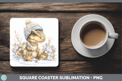 GorgeousAnimals Winter Knit Hat Square Coaster design.