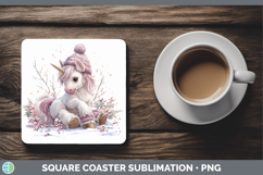 GorgeousAnimals Winter Knit Hat Square Coaster design.