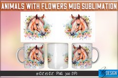 Animals with Flowers Mug Wrap Sublimation Design | PNG v.1 Product Image 2