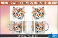 Animals with Flowers Mug Wrap Sublimation Design | PNG v.1 Product Image 3