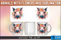 Animals with Flowers Mug Wrap Sublimation Design | PNG v.1 Product Image 7