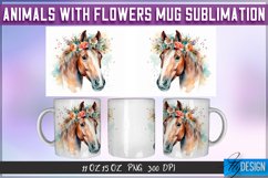 Animals with Flowers Mug Wrap Sublimation Design | PNG v.2 Product Image 2
