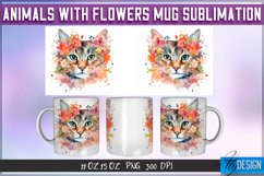 Animals with Flowers Mug Wrap Sublimation Design | PNG v.2 Product Image 3