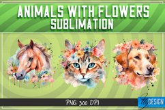 Animals with Flowers Sublimation Design|Animals Sublimation Product Image 2