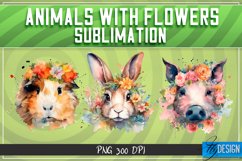 Animals with Flowers Sublimation Design|Animals Sublimation Product Image 3