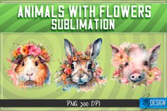 Animals with Flowers Sublimation Design|Animals Sublimation Product Image 5