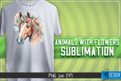 Animals with Flowers Sublimation Design|Animals Sublimation Product Image 1