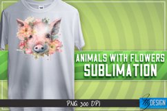 Animals with Flowers Sublimation Design|Animals Sublimation Product Image 1