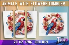 Animals with Flowers Paper Quilling Tumbler Wrap Design | Product Image 3
